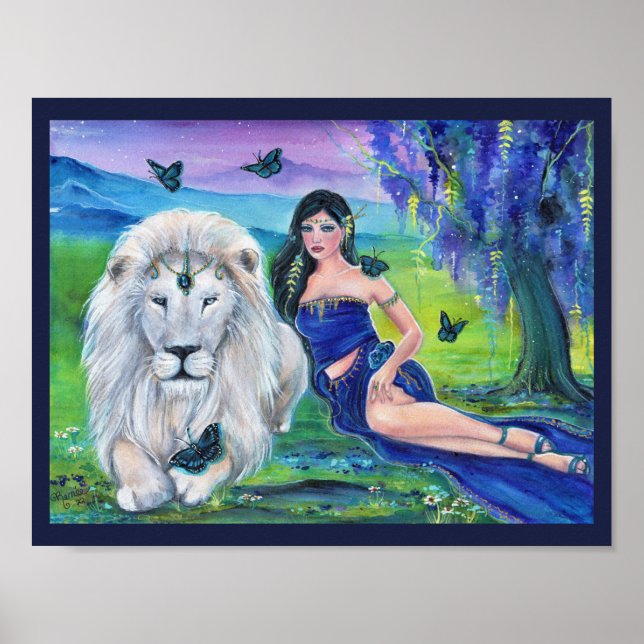 White lion and princess by Renee Lavoie Poster (Front)