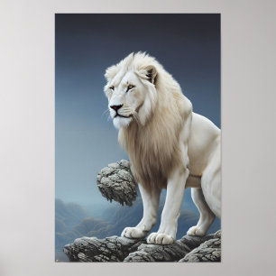 White lion art poster