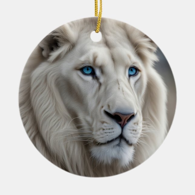 White Lion Ceramic Tree Decoration (Front)