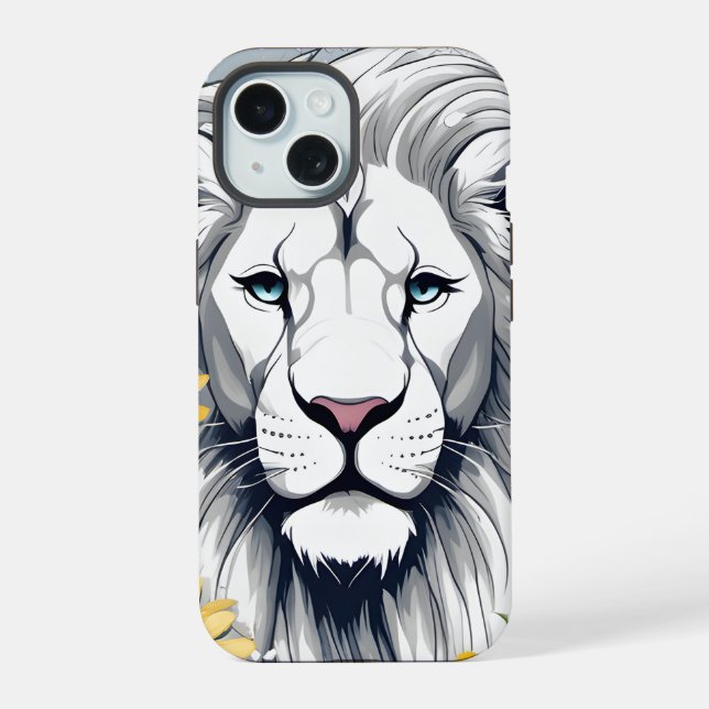 White Lion Face iPhone Case - Custom Design (Back)