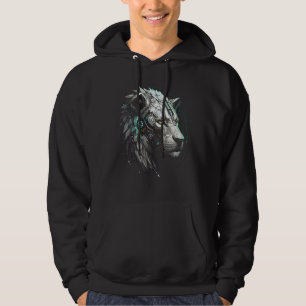 White Lion Fantasy Art - Robot Animal Lion 1 Hoodie
