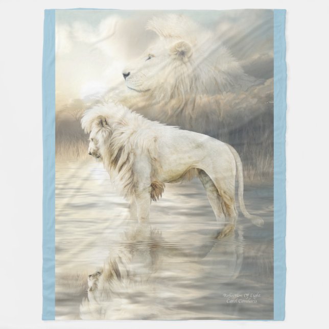 White Lion-Reflections Of Light Art Fleece Blanket (Front)