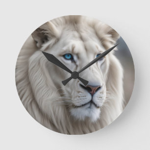 White Lion Round Clock