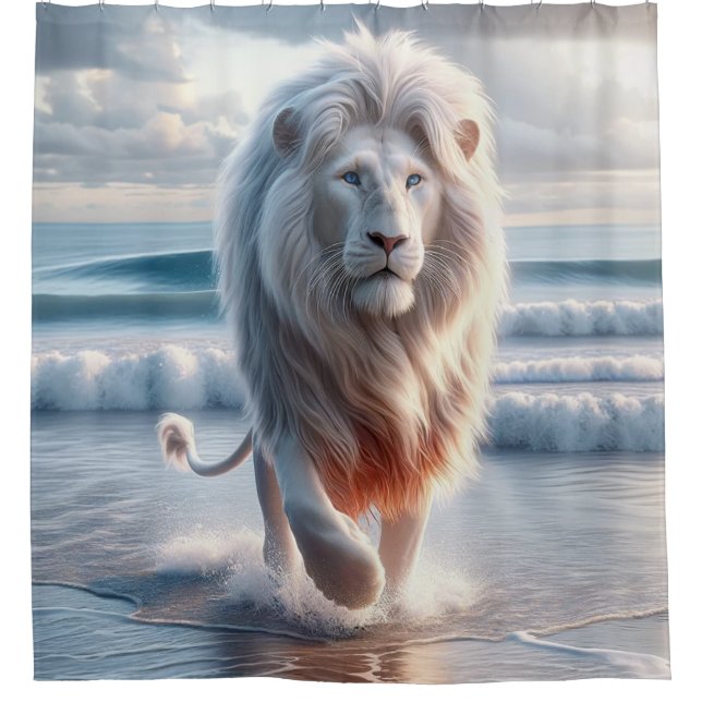 White Lion Shower Curtain (Front)
