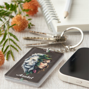 White Lion & Woman Key Ring