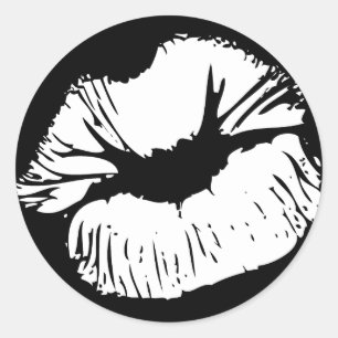 White Lips Classic Round Sticker