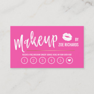 White Lips Hot Pink Makeup Artist Loyalty Card