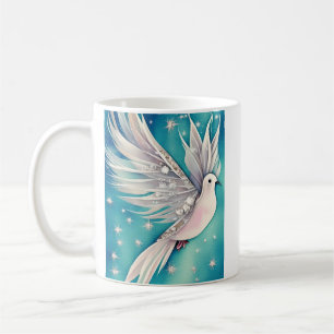White little dove with ethereal wings coffee mug