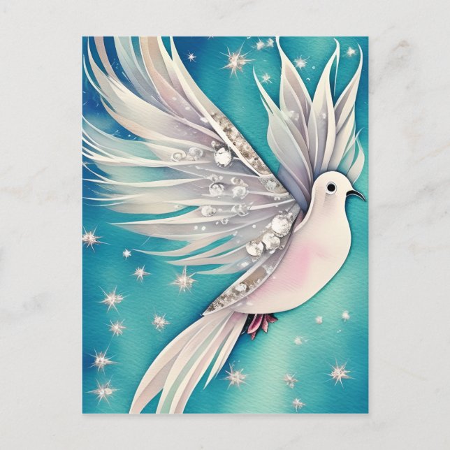 White little dove with ethereal wings  postcard (Front)