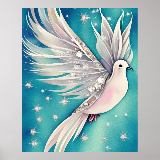 White little dove with ethereal wings poster (Front)