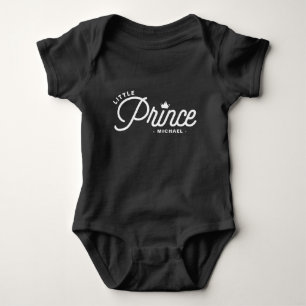 White Little Prince Modern Typography Personalised Baby Bodysuit