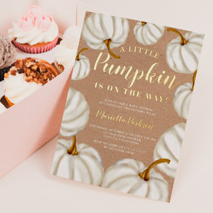 White Little pumpkin kraft fall baby shower