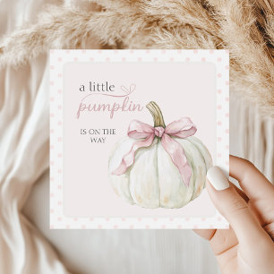 White Little Pumpkin Pink Polka Dots Baby Shower Napkin