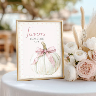 White Little Pumpkin Polka Dots Baby Shower Favour Poster