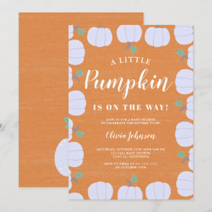 White Little pumpkin Rustic kraft fall baby shower Invitation