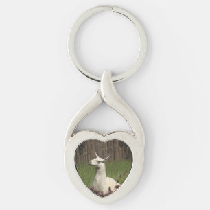 White Llama Key Ring