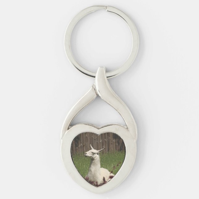 White Llama Key Ring (Front)