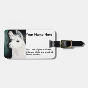 White Llama Luggage Tag