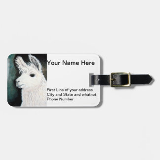 White Llama Luggage Tag