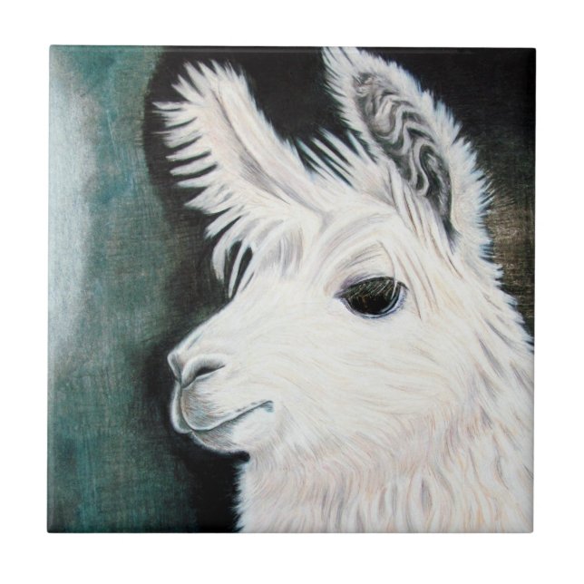 White Llama Tile (Front)