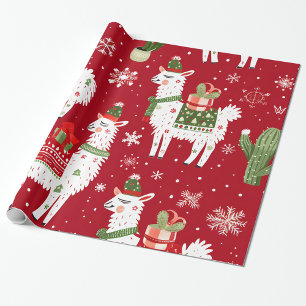 White Llama Wrapping Paper