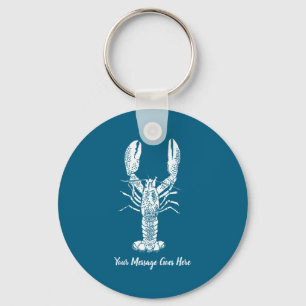 White Lobster Graphic Message _1  Key Ring