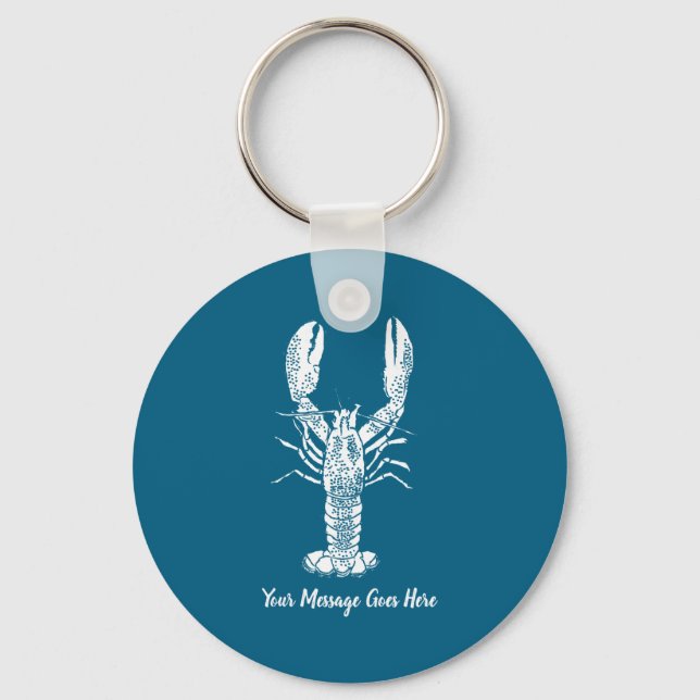 White Lobster Graphic Message _1  Key Ring (Front)