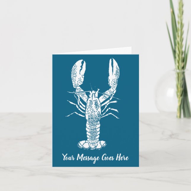 White Lobster Graphic Message  Card (Front)