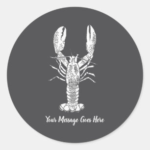 White Lobster Graphic Message  Classic Round Sticker