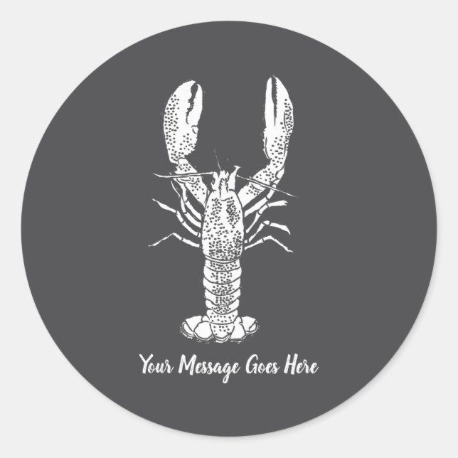 White Lobster Graphic Message  Classic Round Sticker (Front)