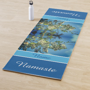 White Locust Flower Blossoms Personalised Yoga Mat
