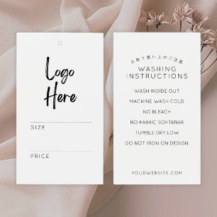 White Logo Clothing Price Washing Instructions Tag