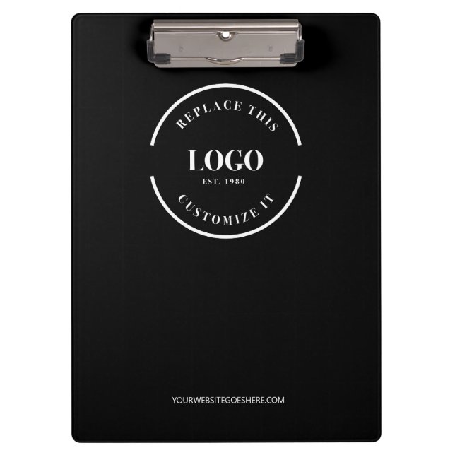 White logo Minimalist Logo Branded black Custom Clipboard (Front)