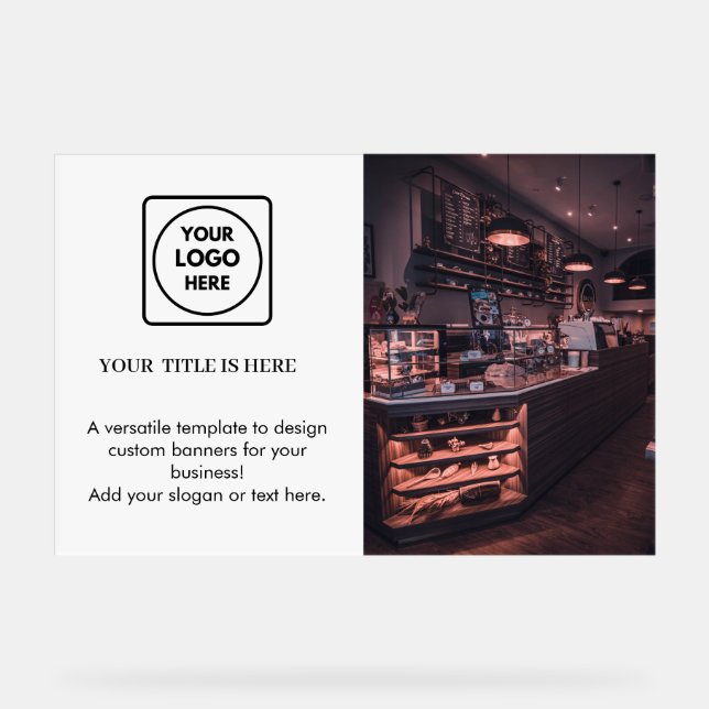 White Logo | Minimalist Modern Photo Branding Acrylic Sign (Front)