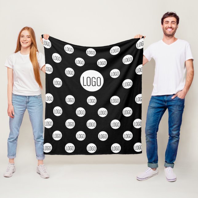 White Logo on black Simple Step and Repeat  Fleece Blanket (In Situ)