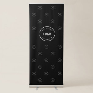 White Logo on black Simple Step and Repeat Retractable Banner