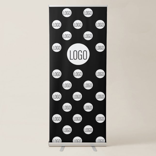 White Logo on black Simple Step and Repeat  Retractable Banner (Front)