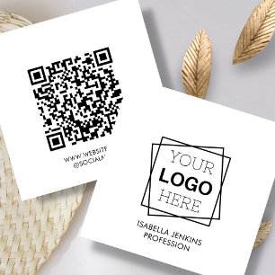 White   Logo   QR Code  Square Business Card