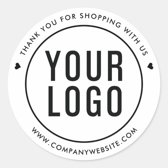 White Logo Thank You For Shopping With Us Stickers (Front)