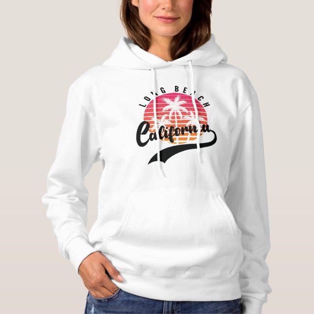 White Long Beach Retro Women's Hoodie (Front)