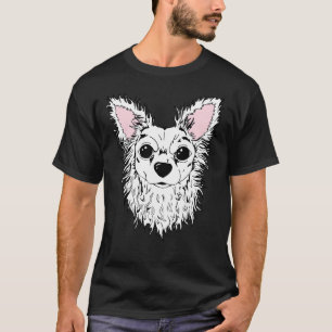 White Long Haired Chihuahua Portrait Chewy T-Shirt