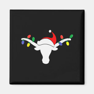 White Longhorn Christmas Lights Santa Hat Horn Ant Magnet
