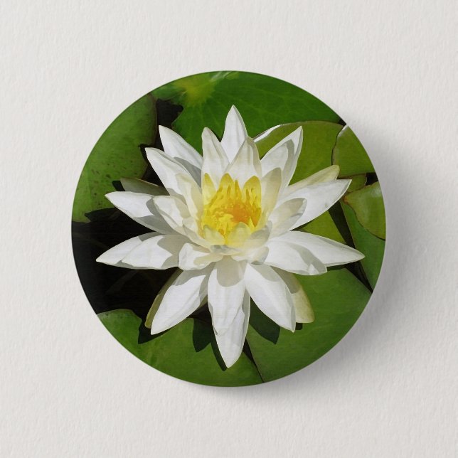White Lotus 6 Cm Round Badge (Front)
