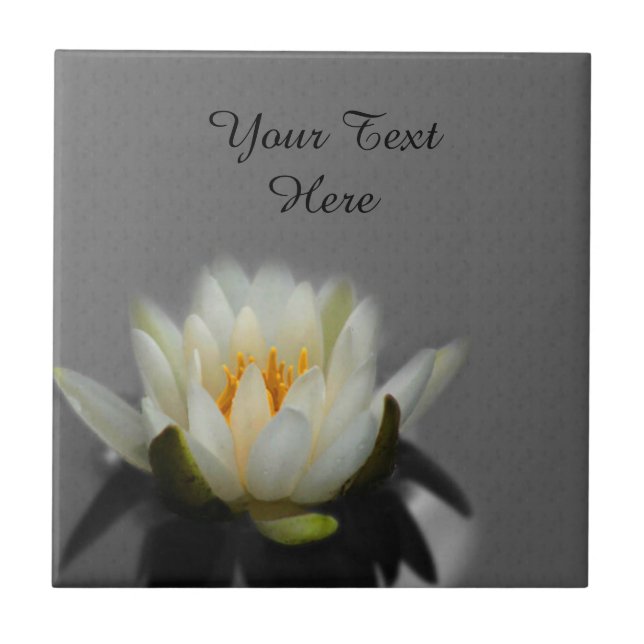 White Lotus Blossom Flower Tile (Front)