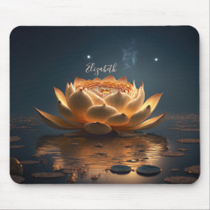White Lotus Flower Dark, Zen Mouse Mat