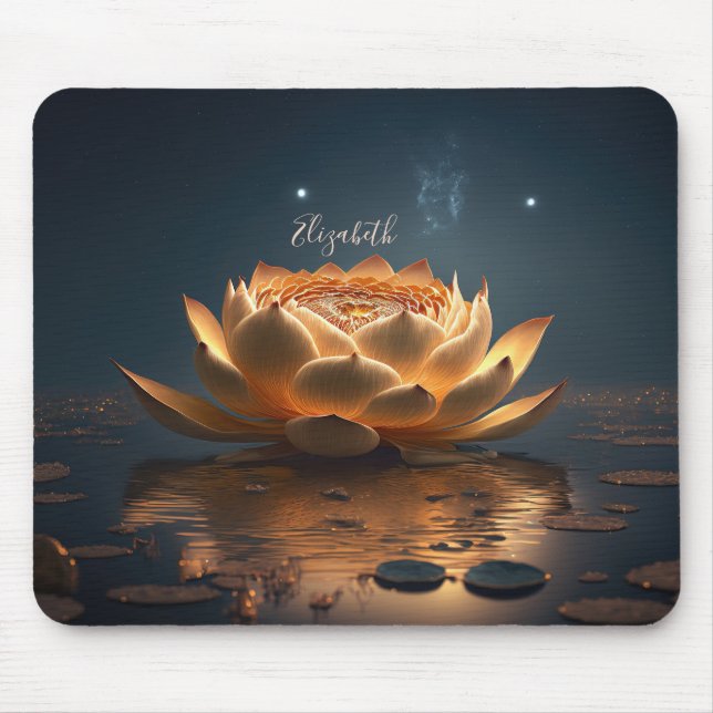 White Lotus Flower Dark, Zen Mouse Mat (Front)