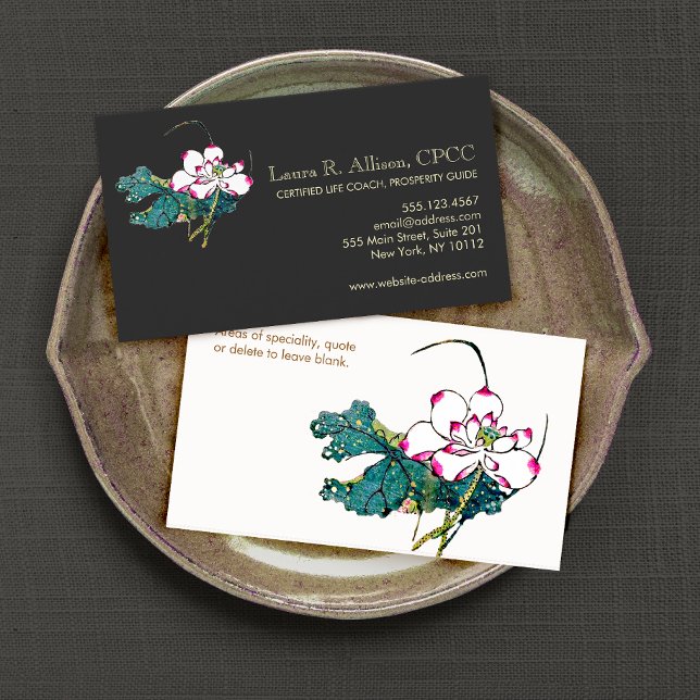 White  Lotus Flower Holistic Health Counsellor Business Card (Creator Uploaded)