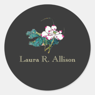 White Lotus Flower Holistic Health Counsellor Classic Round Sticker