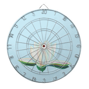 White Lotus Flower Illustration Dartboard