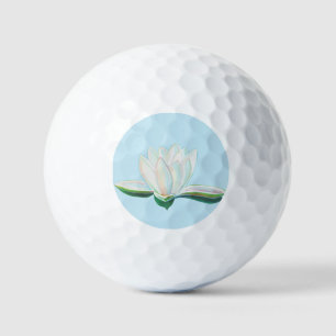 White Lotus Flower Illustration Golf Balls
